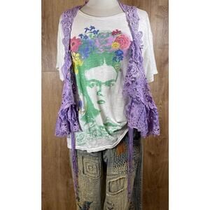 Artist Made Boho Chic Romantic Whimsical Hand Dyed Ombre' Aurora Vest Lavender